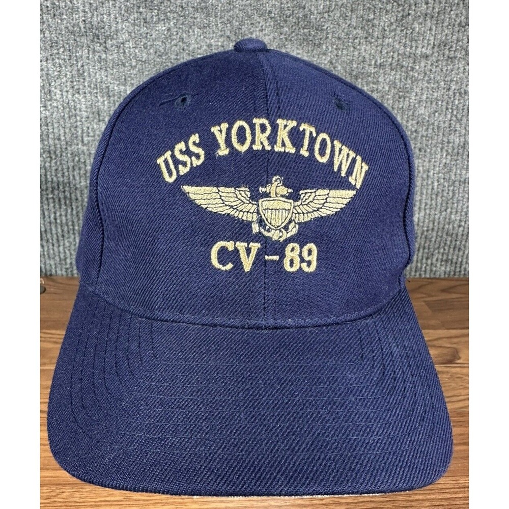 Magic Headwear USS Yorktown CV-89 Baseball Cap Snapback Navy Blue Wool Blend Hat